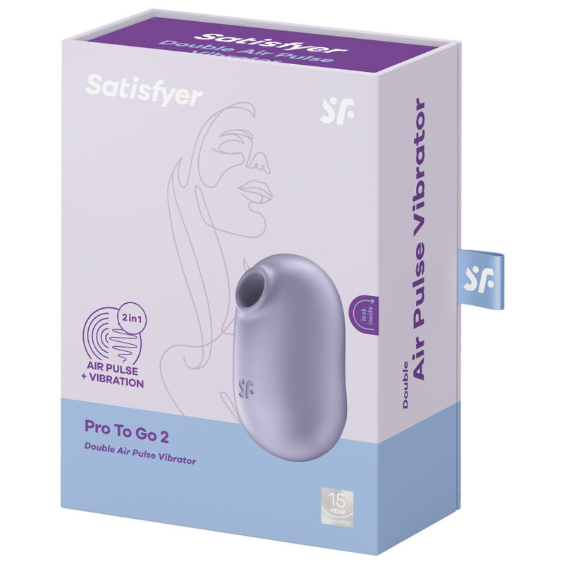 SATISFYER - PRO TO GO 2 ESTIMULADOR Y VIBRADOR DE DOBLE PULSACIÓN DE AIRE VIOLETA