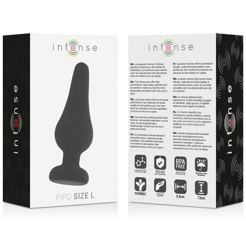 INTENSE - PLUG ANAL SILICONA NEGRO CON TUBO L 13 CM