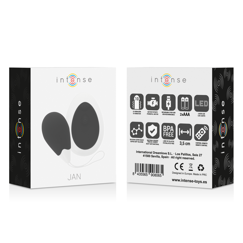 INTENSO - HUEVO VIBRADOR NEGRO JAN CONTROL REMOTO