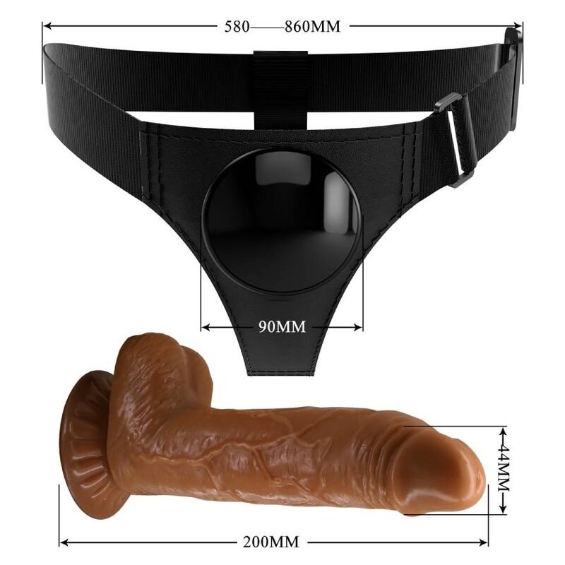 PRETTY LOVE - ARNÉS UNIVERSAL CON DILDO MICHEAL 20 CM NEGRO