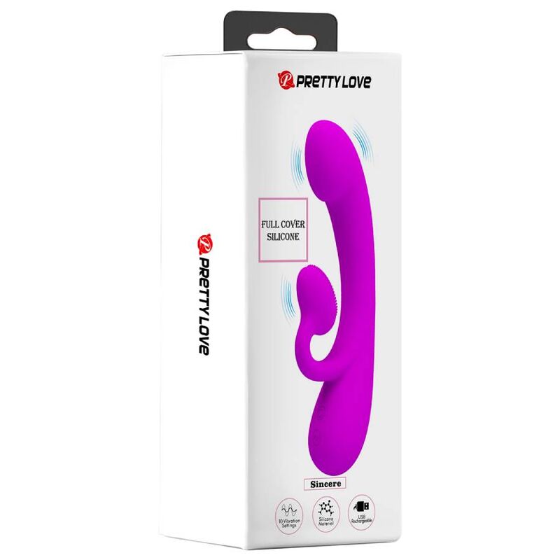 PRETTY LOVE - VIBRADOR SINCERE Y SENSOR DE CLÍTORIS DE SILICONA MORADA