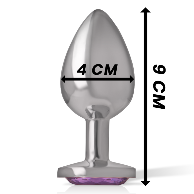 INTENSE - ALUMINUM METAL BUTT PLUG WITH VIOLET CRYSTAL SIZE L