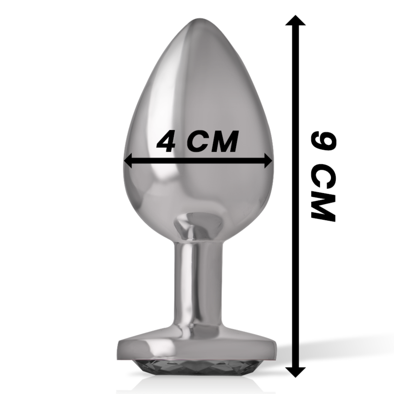 INTENSE - PLUG ANAL DE METAL ALUMINIO CON CRISTAL NEGRO TALLA L