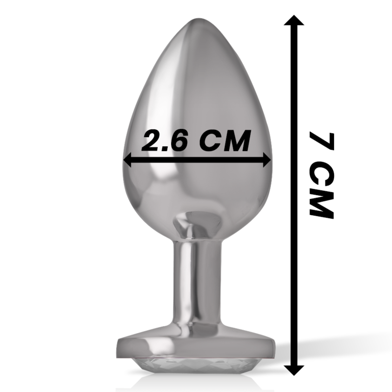 INTENSE - PLUG ANAL DE METAL ALUMINIO CON CRISTAL PLATEADO TALLA S