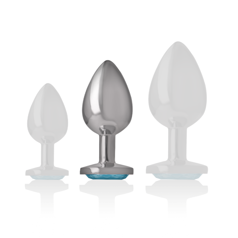 INTENSE - PLUG ANAL DE METAL ALUMINIO CON CRISTAL AZUL TALLA M