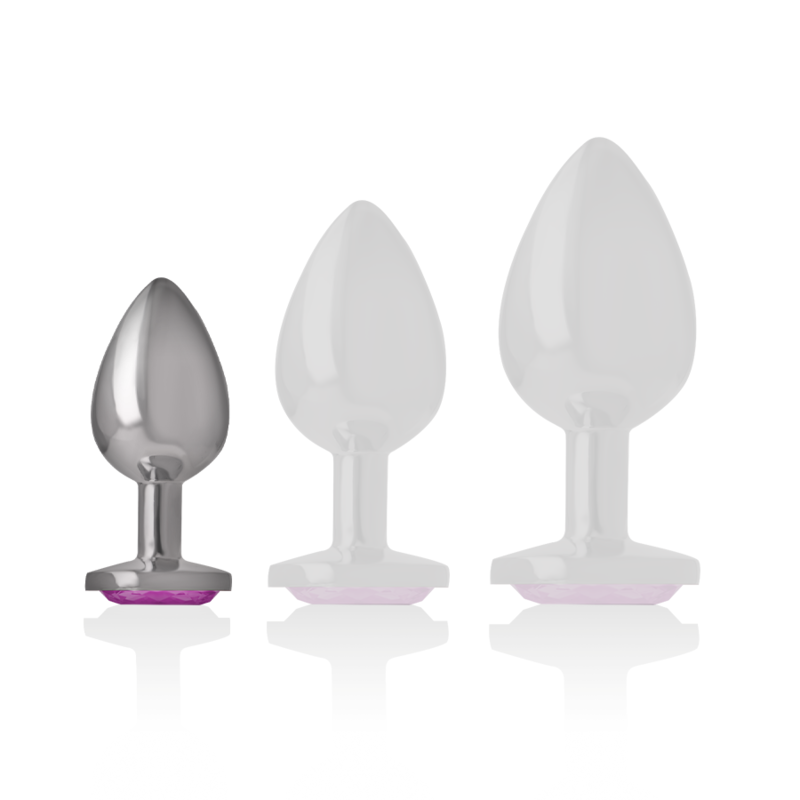 INTENSE - PINK CRYSTAL ALUMINUM METAL BUTT PLUG SIZE S