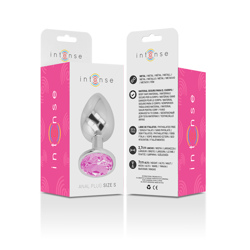 INTENSE - PINK CRYSTAL ALUMINUM METAL BUTT PLUG SIZE S