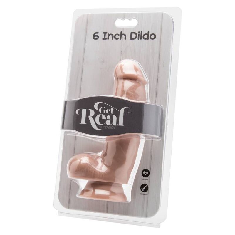 GET REAL - DILDO DE 12 CM CON BOLAS DE CUERO