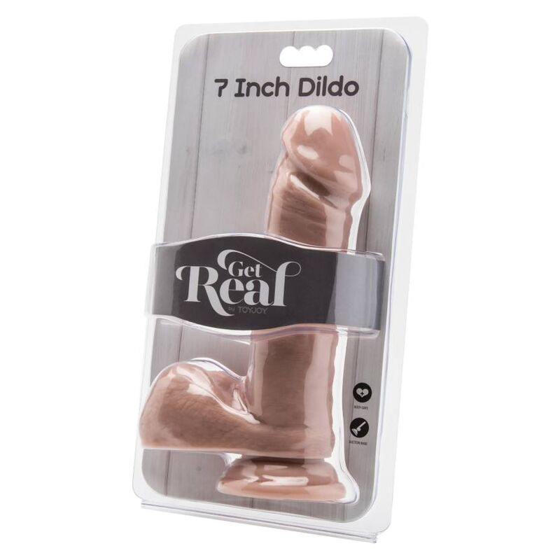 GET REAL - DILDO DE 18 CM CON BOLAS DE CUERO