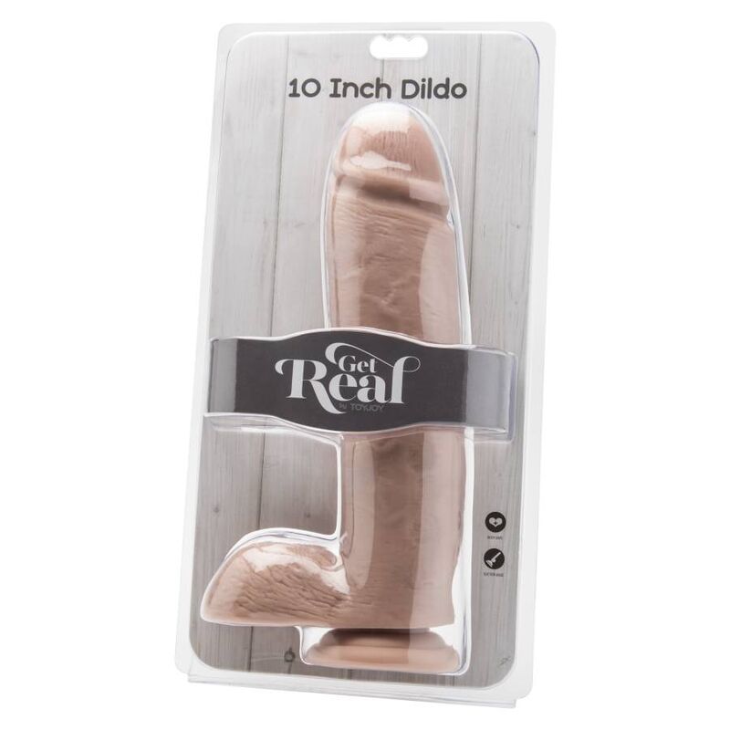 GET REAL - DILDO DE 25,5 CM CON BOLAS DE CUERO