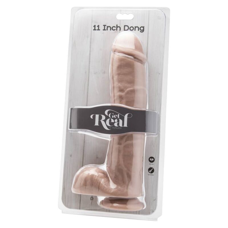 GET REAL - DILDO DE 28 CM CON BOLAS DE CUERO