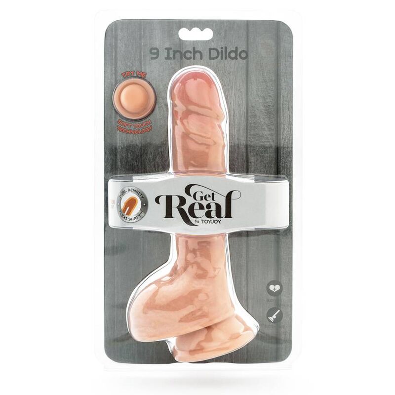 GET REAL - DILDO DE DOBLE DENSIDAD BOLAS DE CUERO DE 25,5 CM