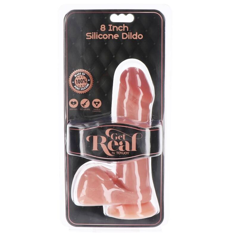 GET REAL - DILDO DE SILICONA 20,5 CM CON BOLAS DE PIEL