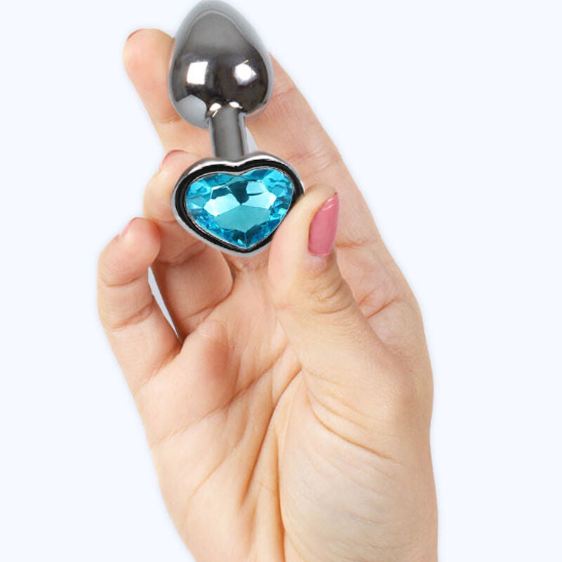 SECRETPLAY - PLUG ANAL METALICO CORAZON AZUL TAMAÑO PEQUEÑO 7 CM