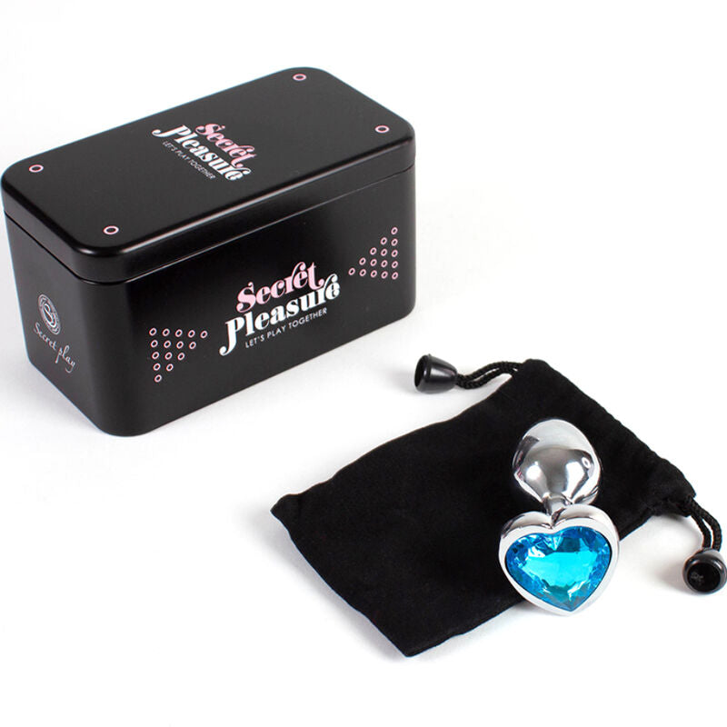 SECRETPLAY - PLUG ANAL METALICO CORAZON AZUL TAMAÑO PEQUEÑO 7 CM