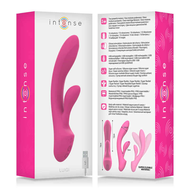 INTENSE - VIBRADOR DE SILICONA LÍQUIDA LUIGI RABBIT ROSA