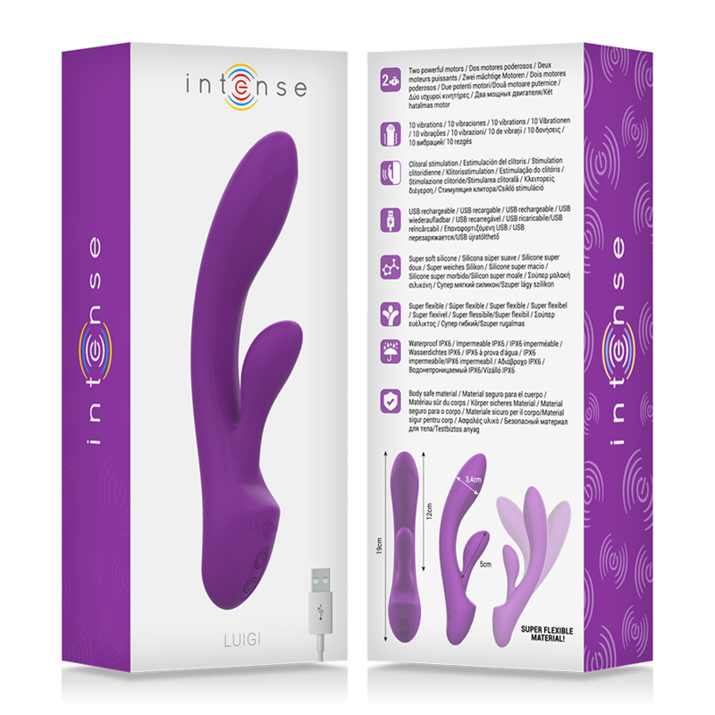 INTENSE - VIBRADOR DE SILICONA LÍQUIDA LUIGI RABBIT PÚRPURA