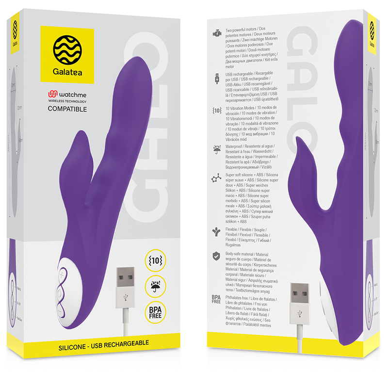 GALATEA - VIBRADOR DE PENE MORADO COMPATIBLE CON LA TECNOLOGÍA INALÁMBRICA WATCHME