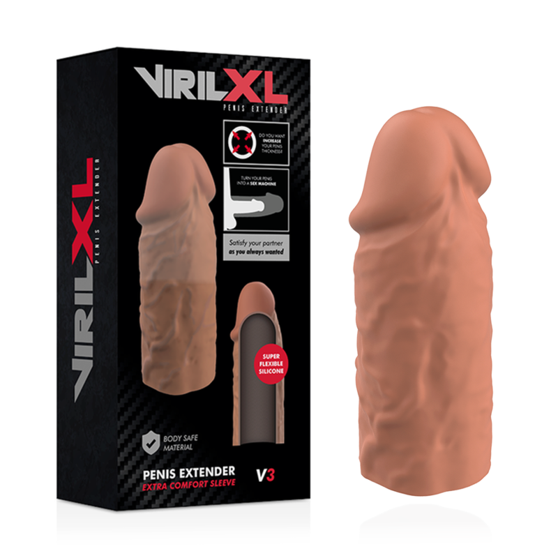 VIRILXL - EXTENSIÓN PARA EL PENE DE SILICONA LÍQUIDA V3 MARRÓN