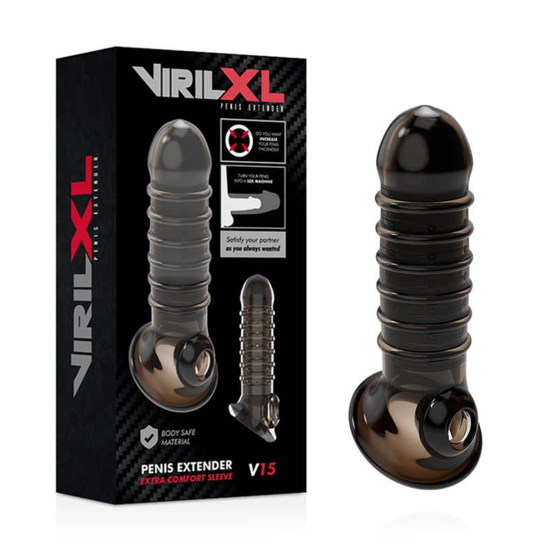 VIRILXL - EXTENSIÓN PARA PENE V15 NEGRA Y FUNDA