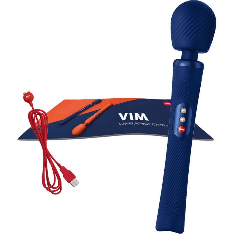 FUN FACTORY - VIM - VARITA VIBRADORA DE SILICONA RECARGABLE CON PESO RUMBLE AZUL MEDIANOCHE