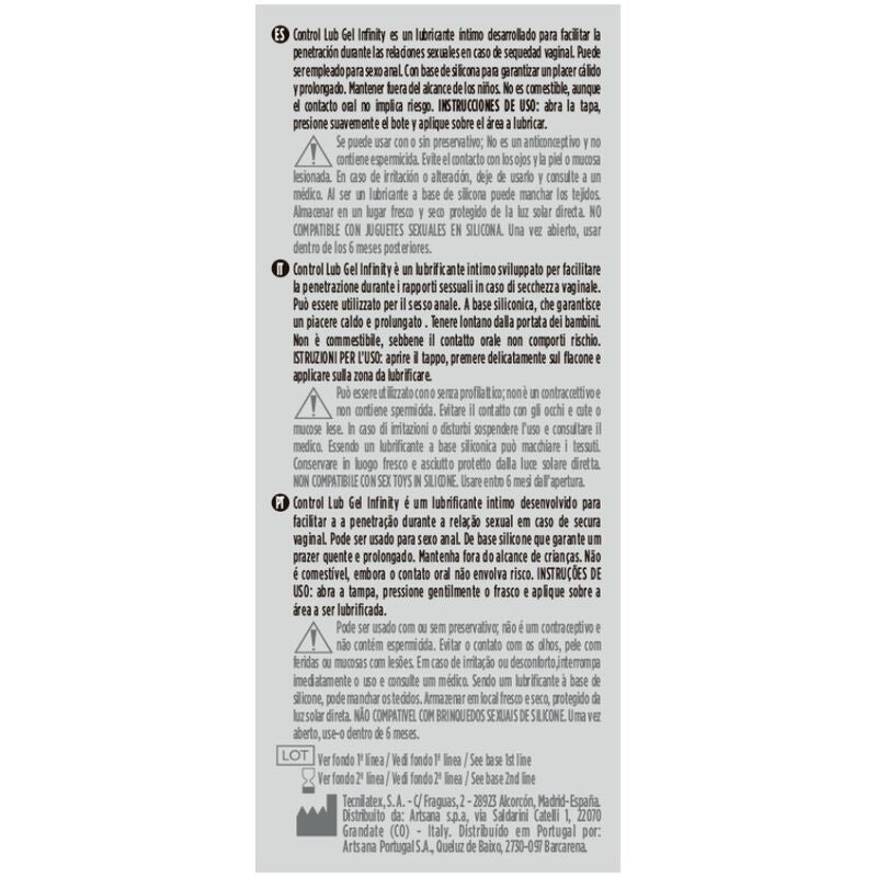 CONTROL - LUBRICANTE BASE SILICONA INFINITY 75 ML