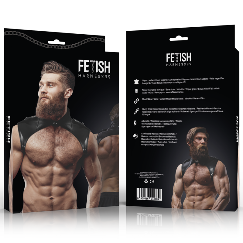 ACTITUD SUMISA FETICHE - ARNÉS DE CUELLO AJUSTABLE DE CUERO ECOLÓGICO BRIGADA MASCULINA