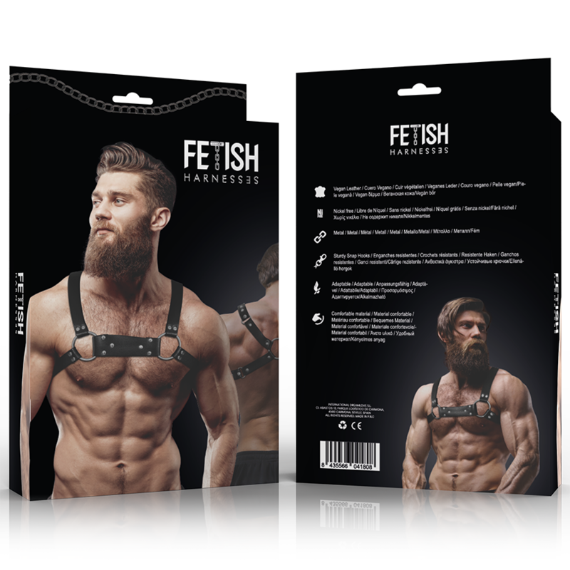 ACTITUD SUMISIVA FETICHE - ARNÉS DE PECHO BULLDOG DE CUERO ECOLÓGICO PARA HOMBRES TALLA M/L