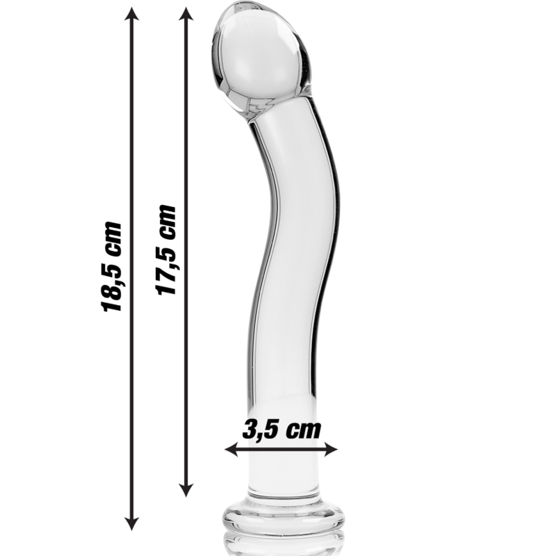 SERIE NEBULA BY IBIZA - MODELO 18 DILDO DE VIDRIO BOROSILICATO TRANSPARENTE 18,5 CM -O- 3,5 CM