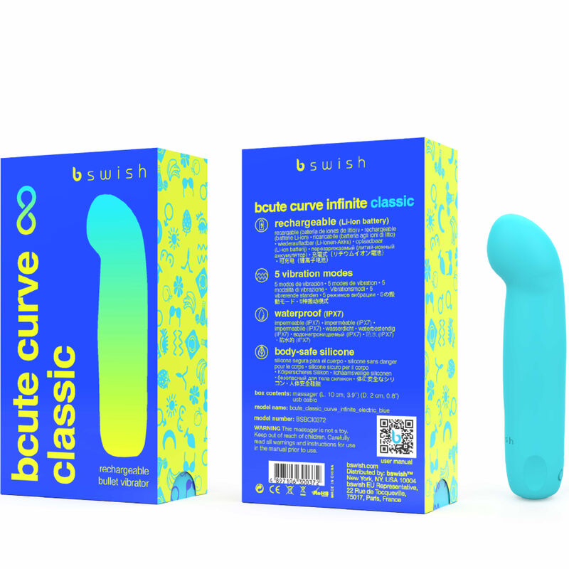 B SWISH - VIBRADOR DE SILICONA AZUL RECARGABLE BCUTE CURVE INFINITE CLASSIC