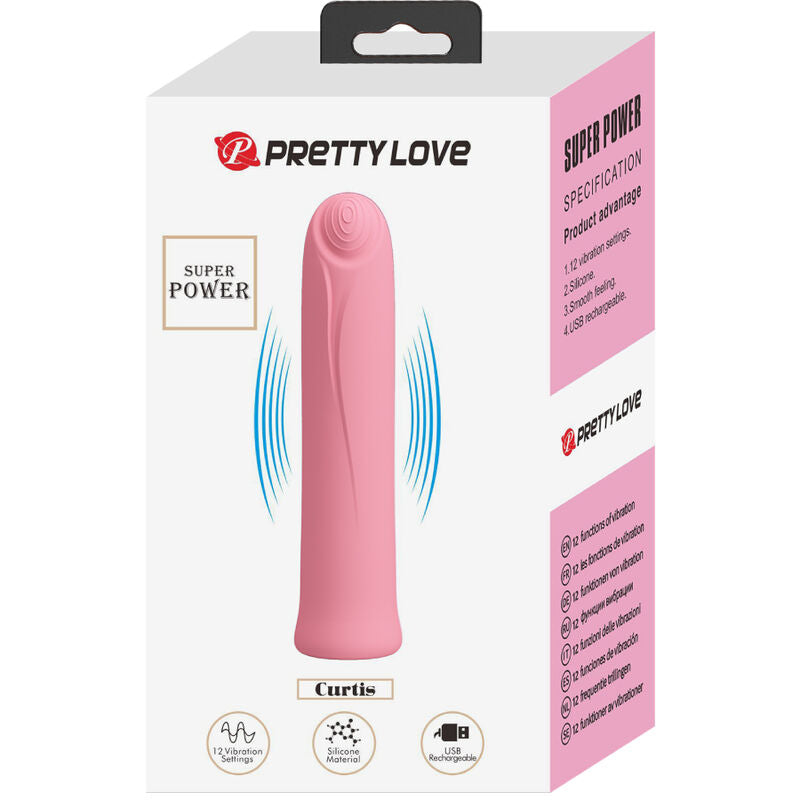VIBRADOR CURTIS MINI SUPER POWER 12 VIBRACIONES DE SILICONA ROSA