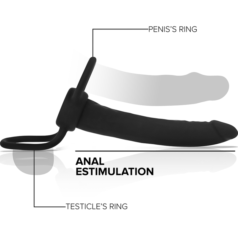 MITOLOGÍA - DILDO ANAL COBI ONYX CON ANILLO PARA PENE Y TESTIGOS 13 CM SILICONA