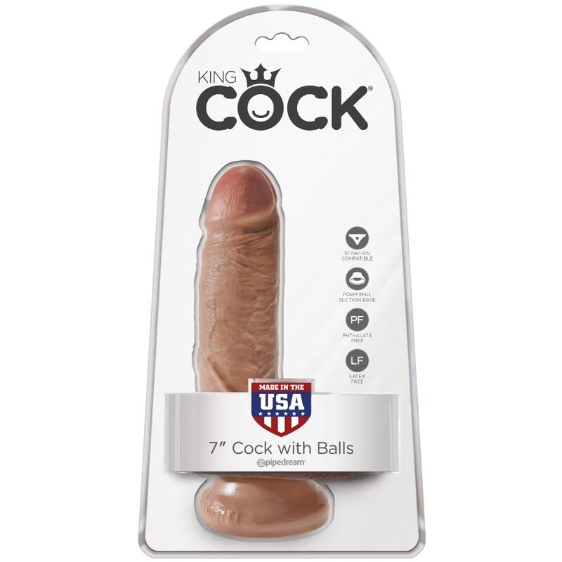 KING COCK - PENE REALISTA CON BOLAS 13,2 CM CARAMELO