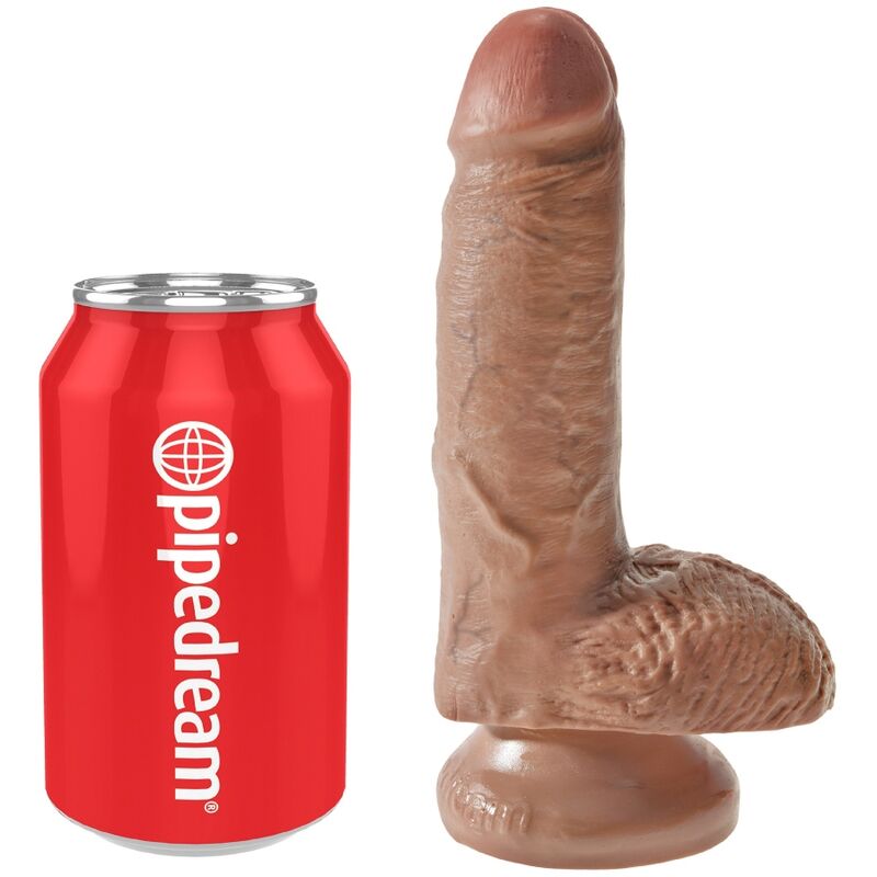 KING COCK - PENE REALISTA CON BOLAS 13,2 CM CARAMELO