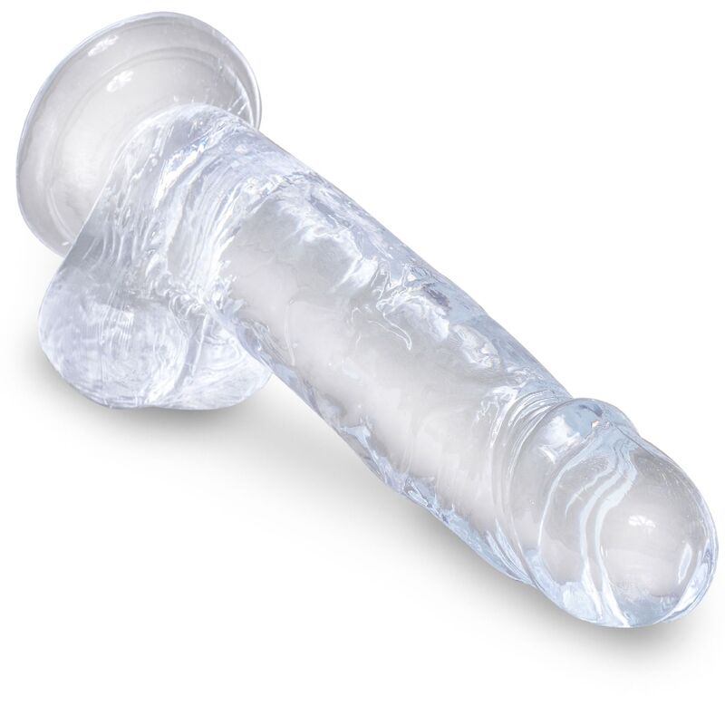 KING COCK - PENE REALISTA CLARO CON BOLAS TRANSPARENTES DE 15,2 CM