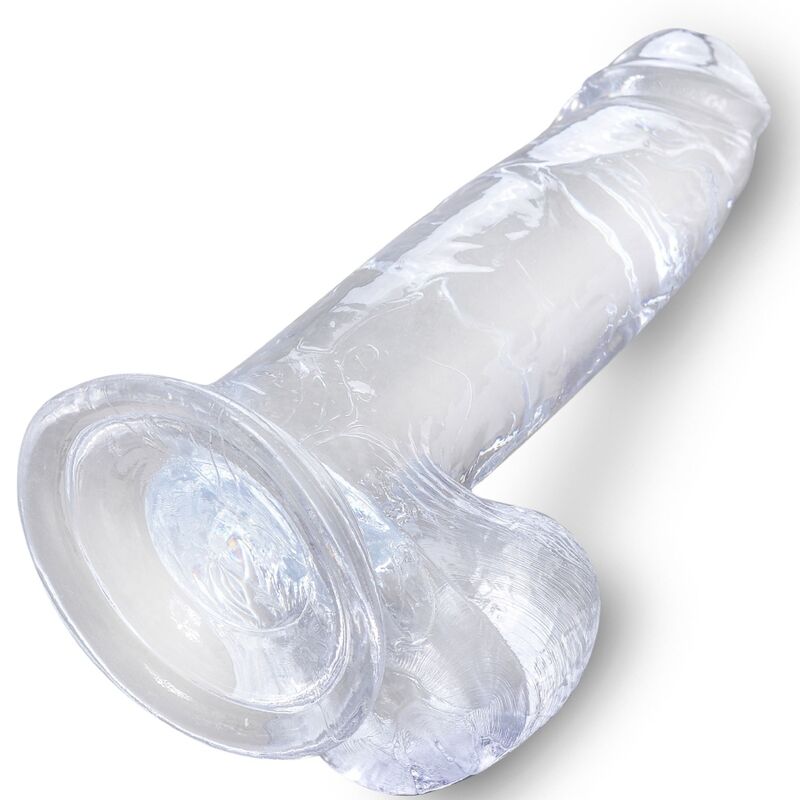 KING COCK - PENE REALISTA CLARO CON BOLAS TRANSPARENTES DE 15,2 CM