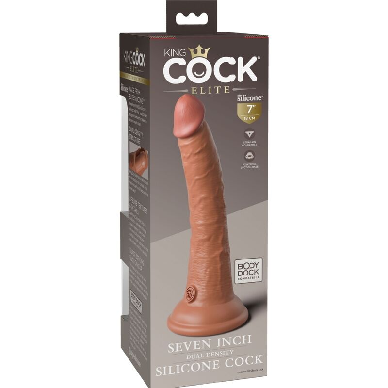 KING COCK - DILDO DE SILICONA REALISTA ELITE 17,8 CM CARAMELO