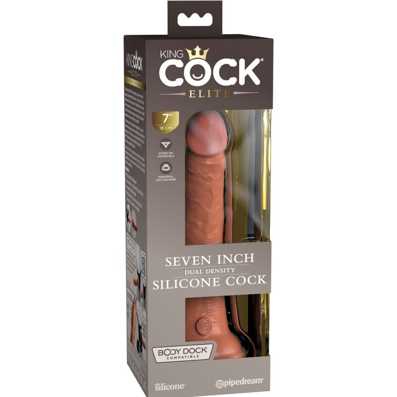 KING COCK - DILDO DE SILICONA REALISTA ELITE 17,8 CM CARAMELO