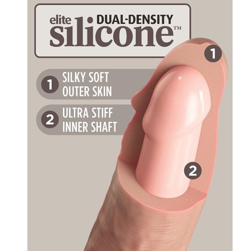 KING COCK - DILDO VIBRADOR REALISTA ELITE CON CONTROL REMOTO EN SILICONA 17,8 CM