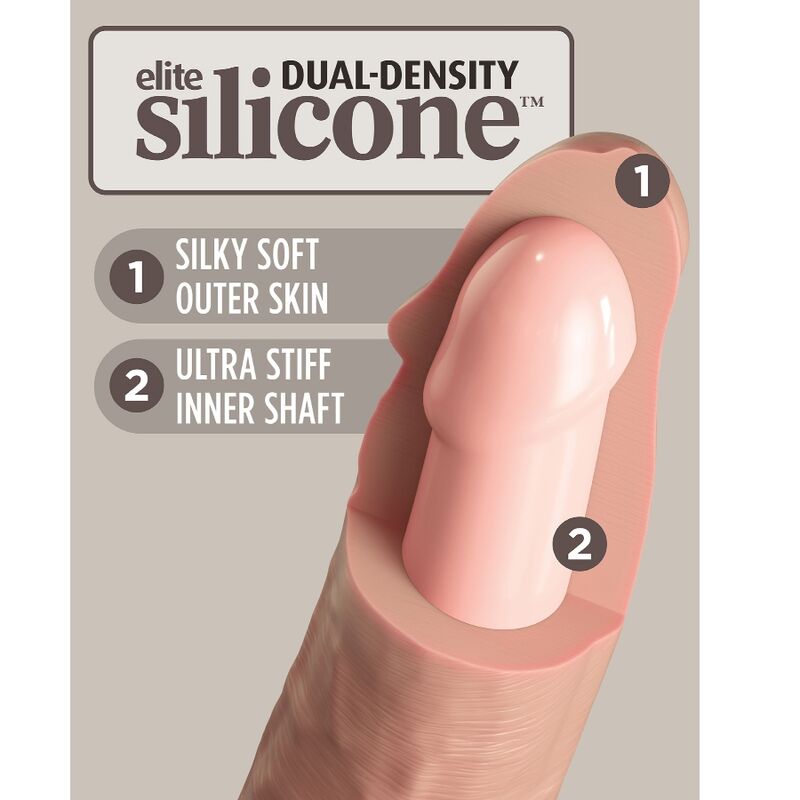 KING COCK - DILDO VIBRADOR REALISTA ELITE Y CONTROL REMOTO DE SILICONA 23 CM