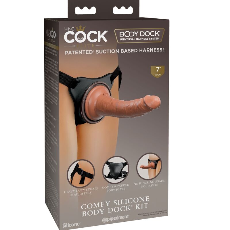 KING COCK - ARNÉS AJUSTABLE CÓMODO ELITE CON DILDO DE 17,8 CM