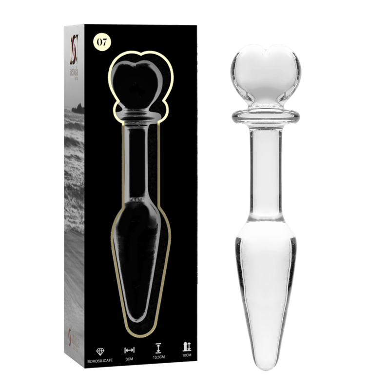 SERIE NEBULA DE IBIZA - MODELO 7 PLUG ANAL CRISTAL BOROSILICATO TRANSPARENTE 13,5 CM -O- 3 CM