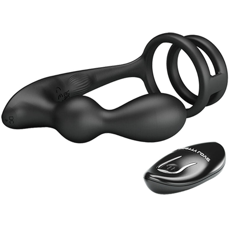 PRETTY LOVE - ANILLO PARA PENE MARSHALL CON PLUG ANAL VIBRADOR CON CONTROL REMOTO