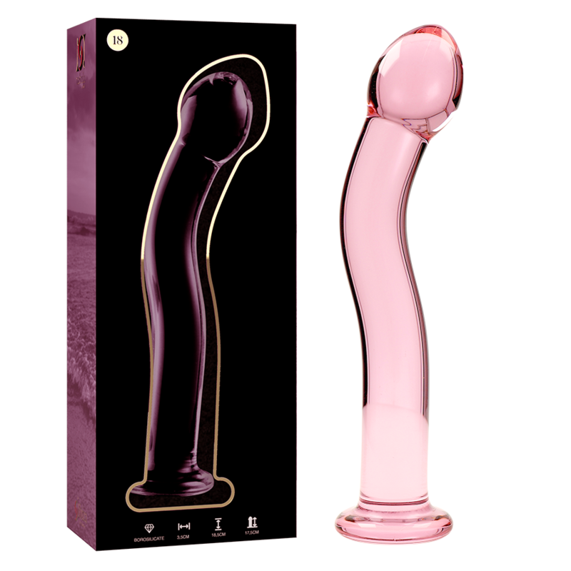 SERIE NEBULA BY IBIZA - MODELO 18 DILDO DE VIDRIO BOROSILICATO TRANSPARENTE 18,5 CM -O- 3,5 CM
