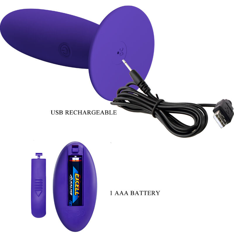 PRETTY LOVE - VIBRADOR ANAL PLUG JUVENIL CONTROL REMOTO VIOLETA