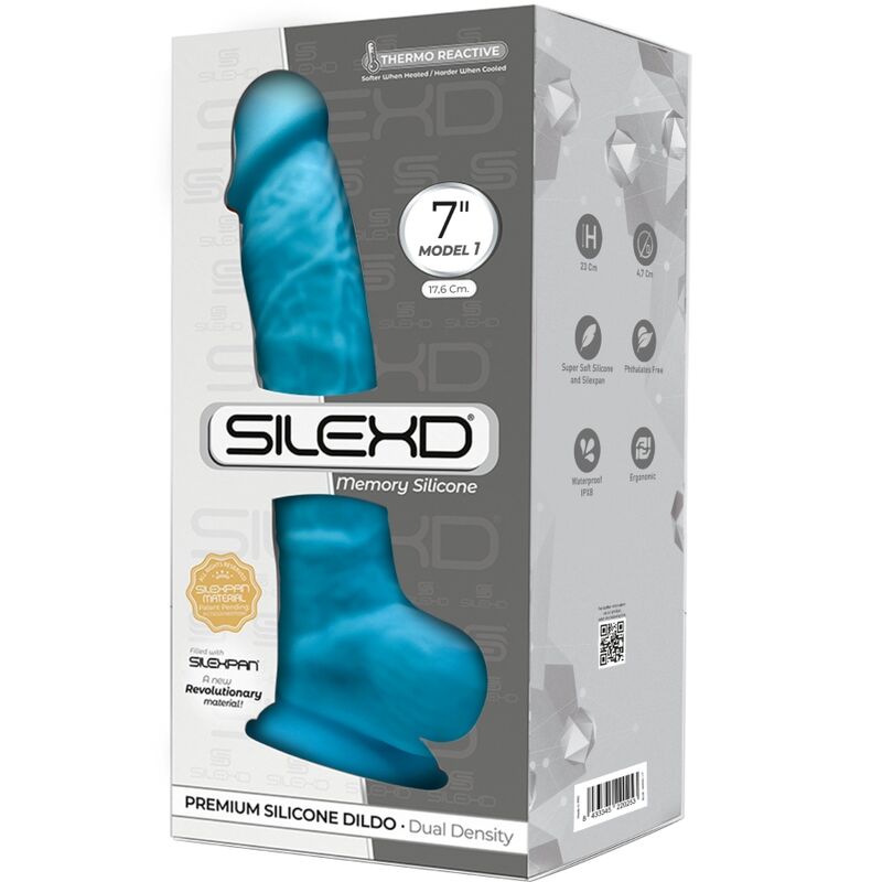 SILEXD - MODELO 1 PENE DE SILICONA SILEXPAN REALISTA PREMIUM AZUL 17,5 CM
