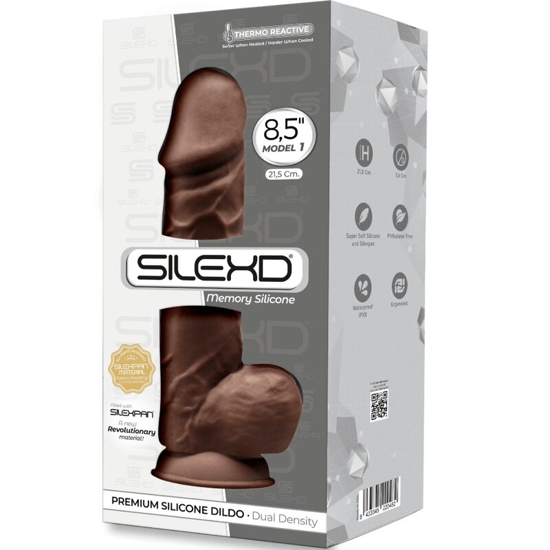 SILEXD - MODELO 1 PENE DE SILICONA SILEXPAN REALISTA PREMIUM MARRÓN 21,5 CM