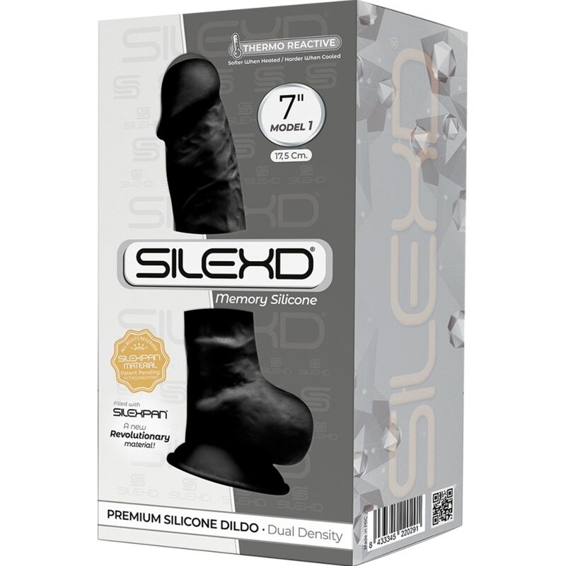 SILEXD - MODELO 1 PENE DE SILICONA SILEXPAN REALISTA PREMIUM NEGRO 17,5 CM