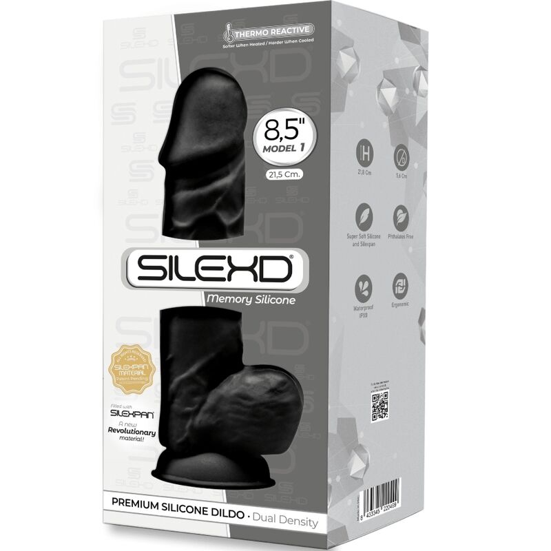 SILEXD - MODELO 1 PENE DE SILICONA SILEXPAN REALISTA PREMIUM NEGRO 21,5 CM