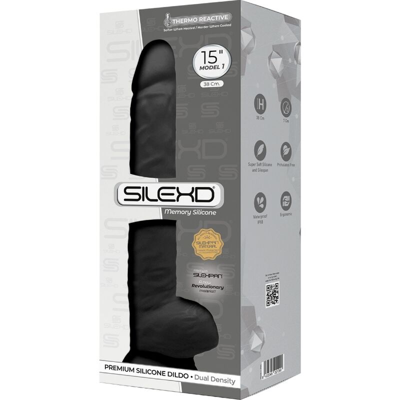 SILEXD - MODELO 1 PENE DE SILICONA SILEXPAN REALISTA PREMIUM NEGRO 38 CM